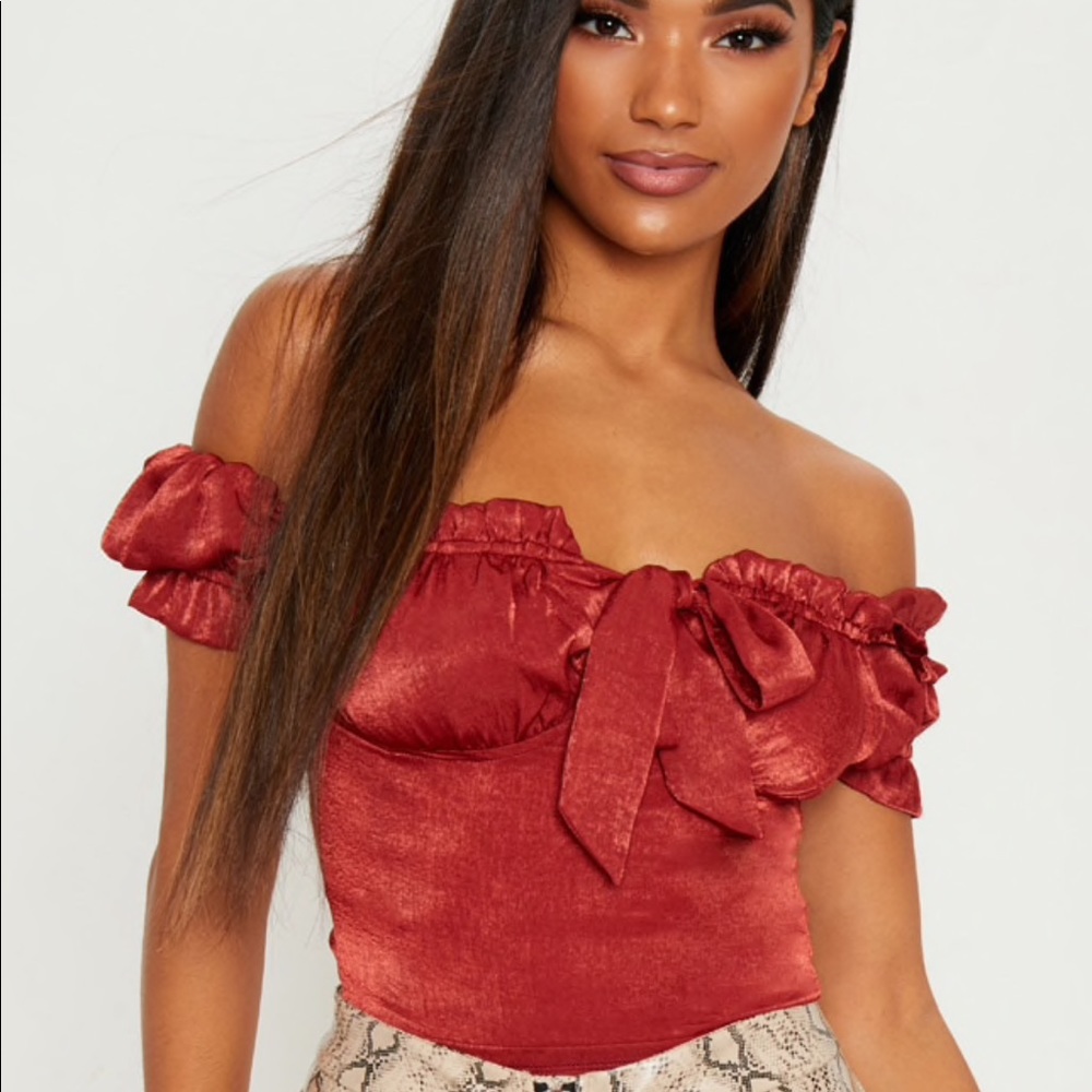 Pretty Little Thing off the shoulder peasant top